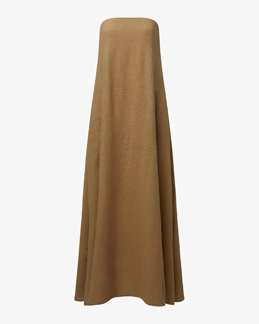 Contemporary Layer Pop Texture A-line Strapless Midi Dress