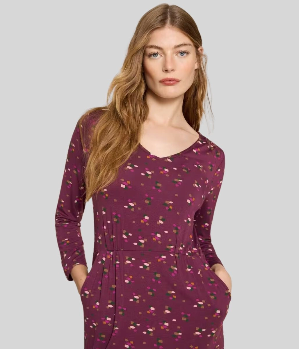 Tallie Plum Print Midi Dress Smart Casual Layered Form