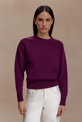 Noise Reduciting Fabric Zipper Closure System Braxton Cozy Knit Jumper - Plum