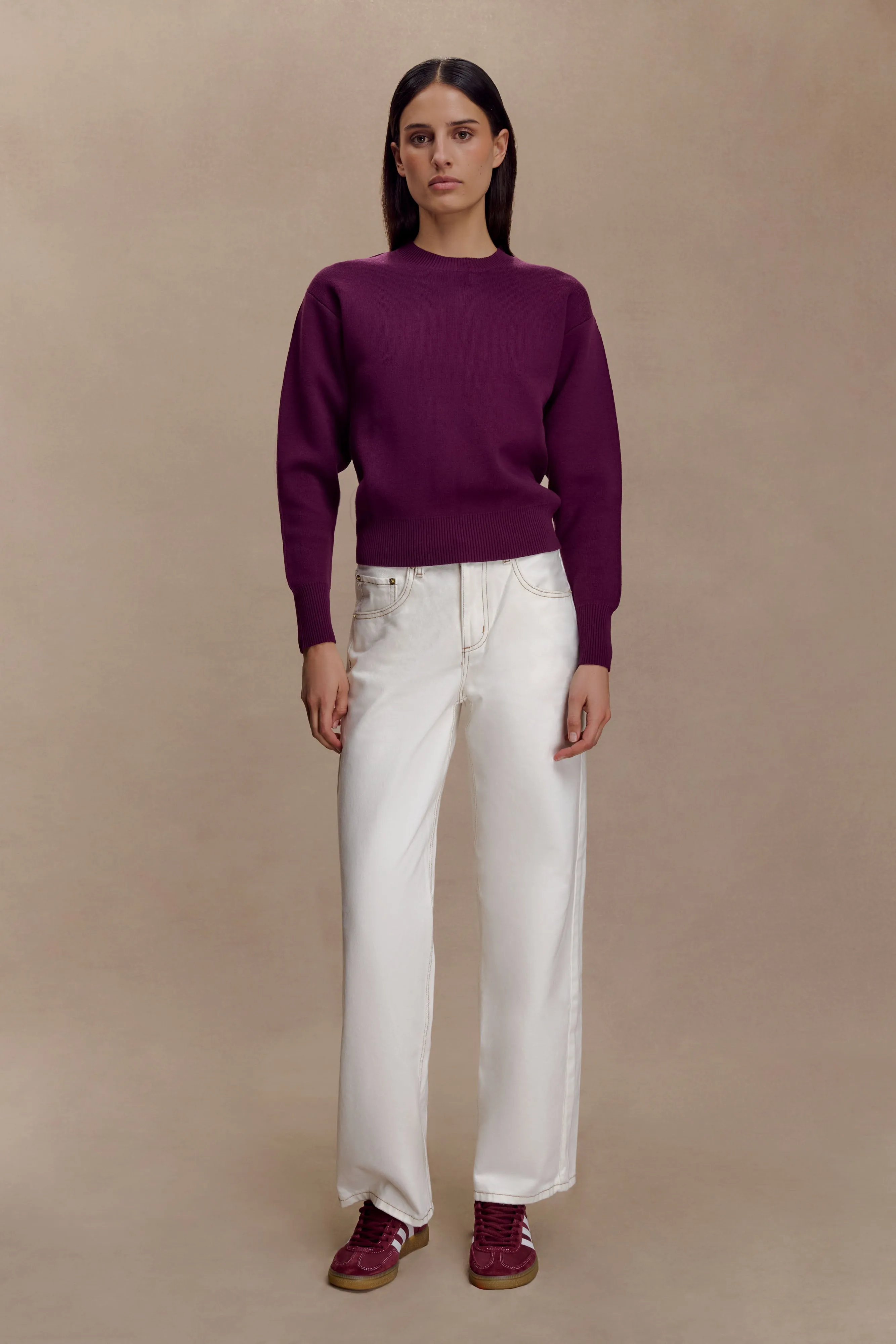 MultiPocket Layout Fur Trim Braxton Cozy Knit Jumper - Plum