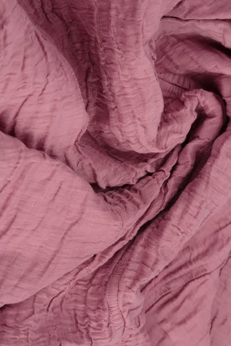 Adjustable Fit Design Short Crinkled Mauve Taupe Silk Linen Jacket