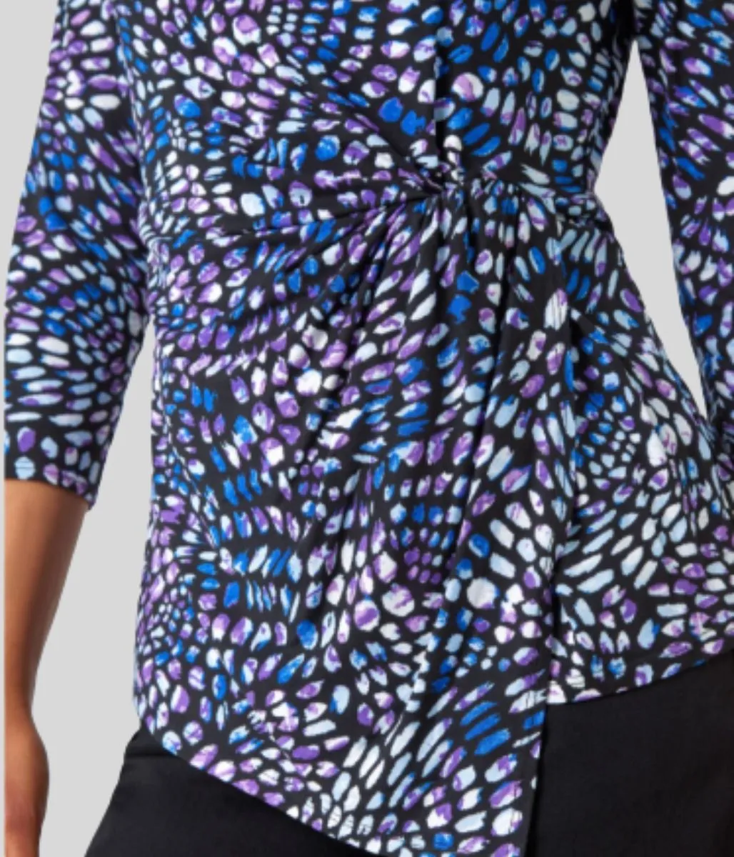 Comfy Style Abstract Print Side Twist Top