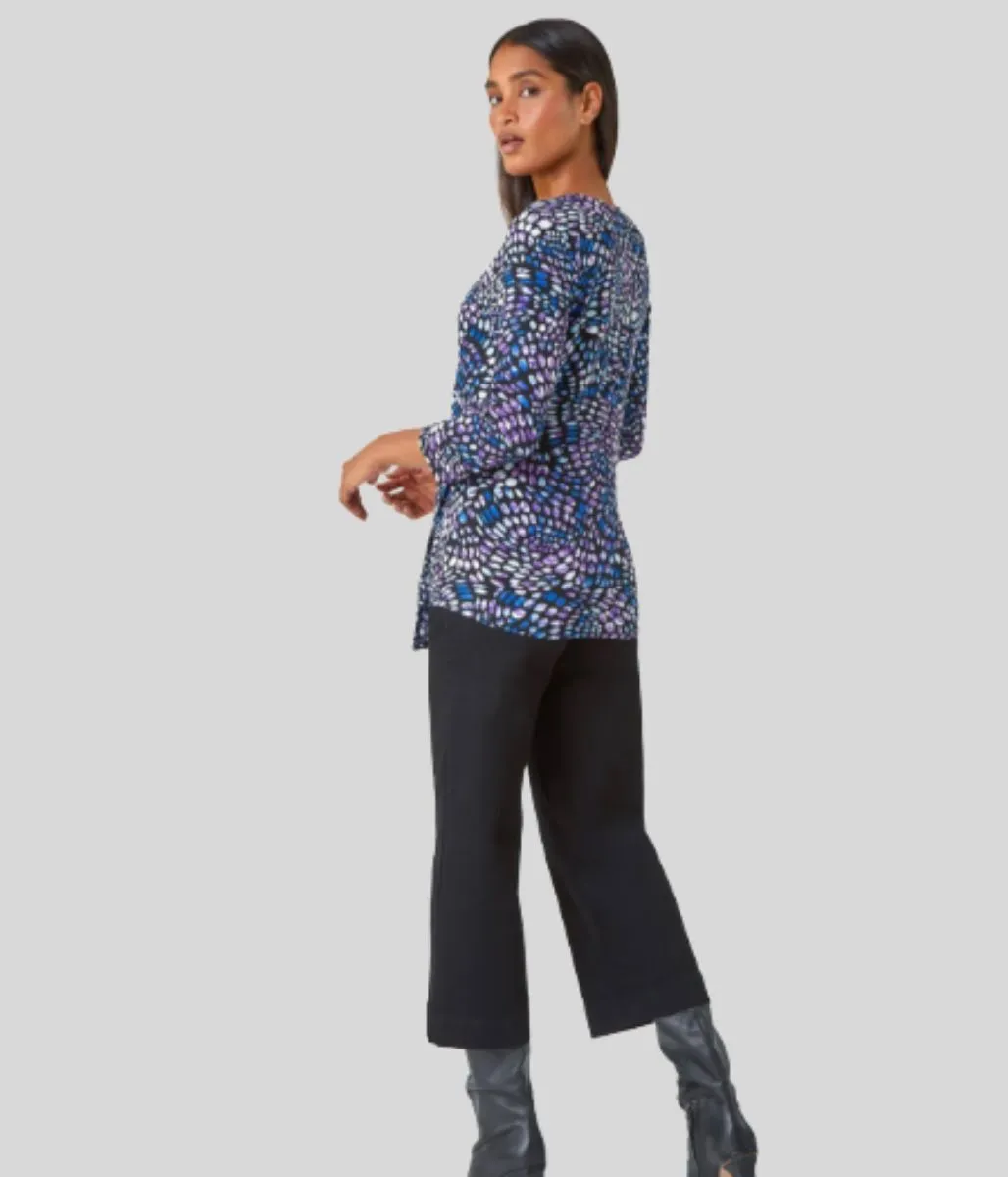 Abstract Print Side Twist Top Dense Fit SmoothFinish