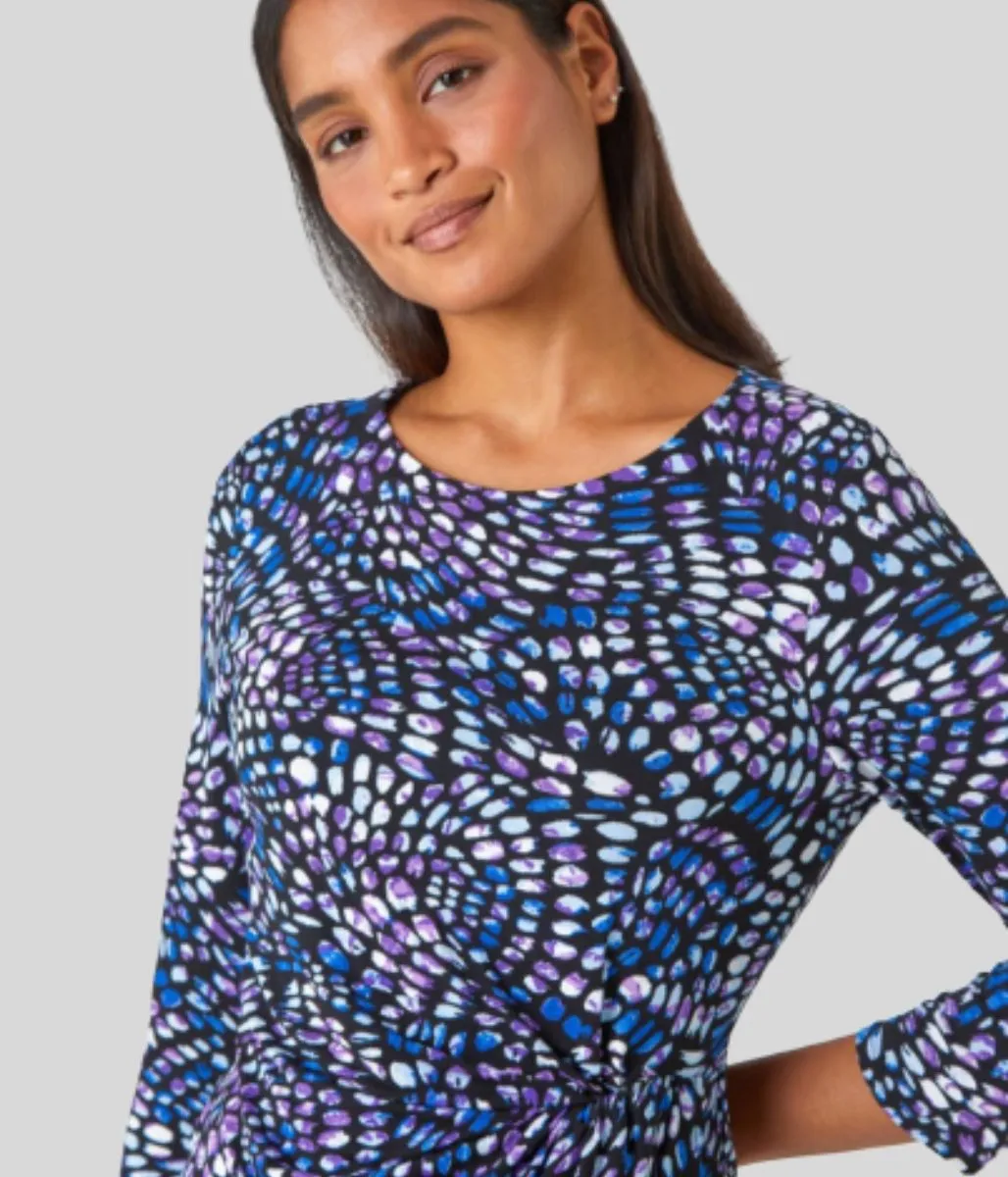 slow life AntiPillingTechnology Abstract Print Side Twist Top