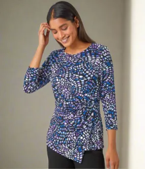 Abstract Print Side Twist Top Evening Chic