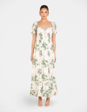 Xandie Puff Sleeve Maxi Dress Striped-Pattern