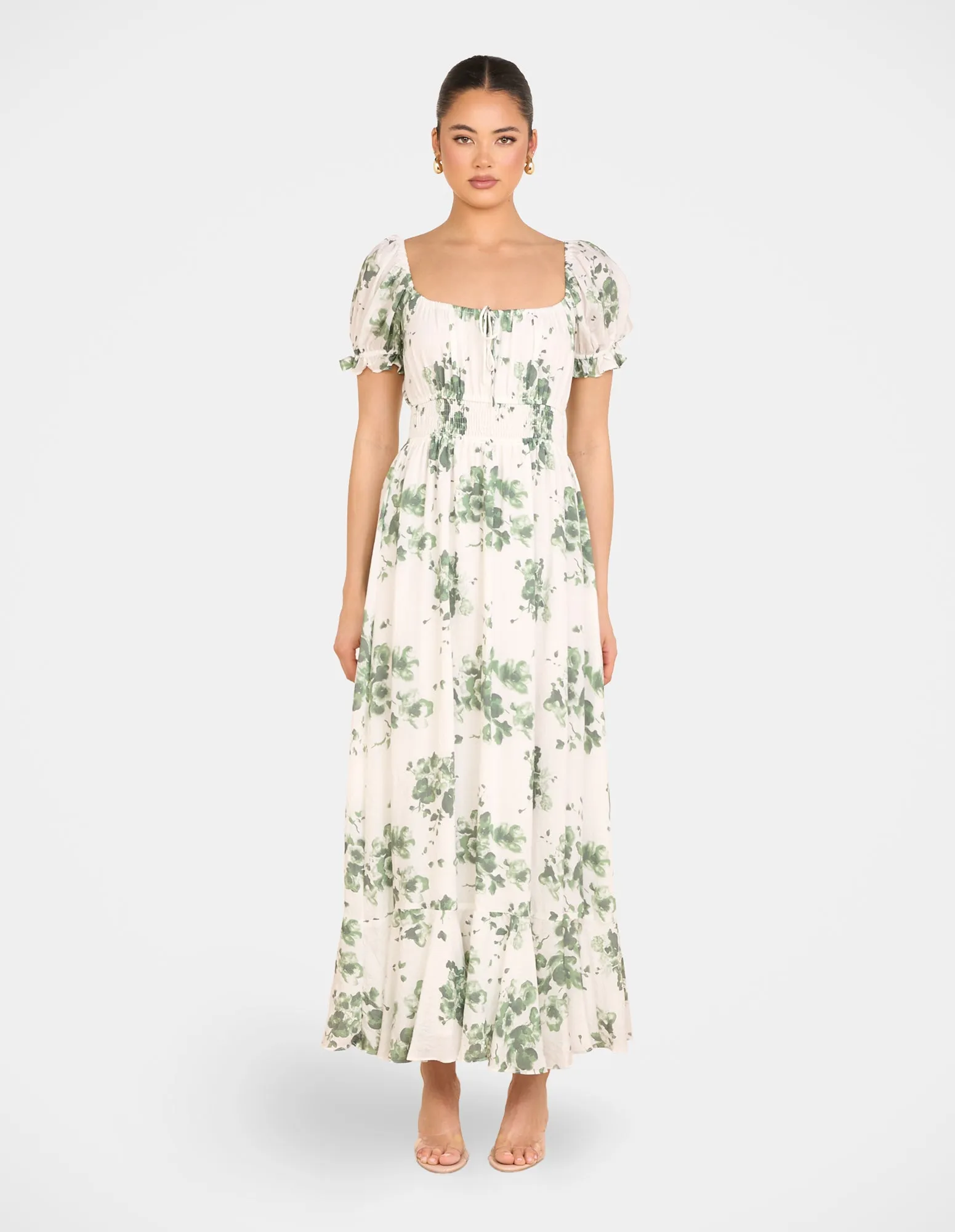 Xandie Puff Sleeve Maxi Dress Light Shape