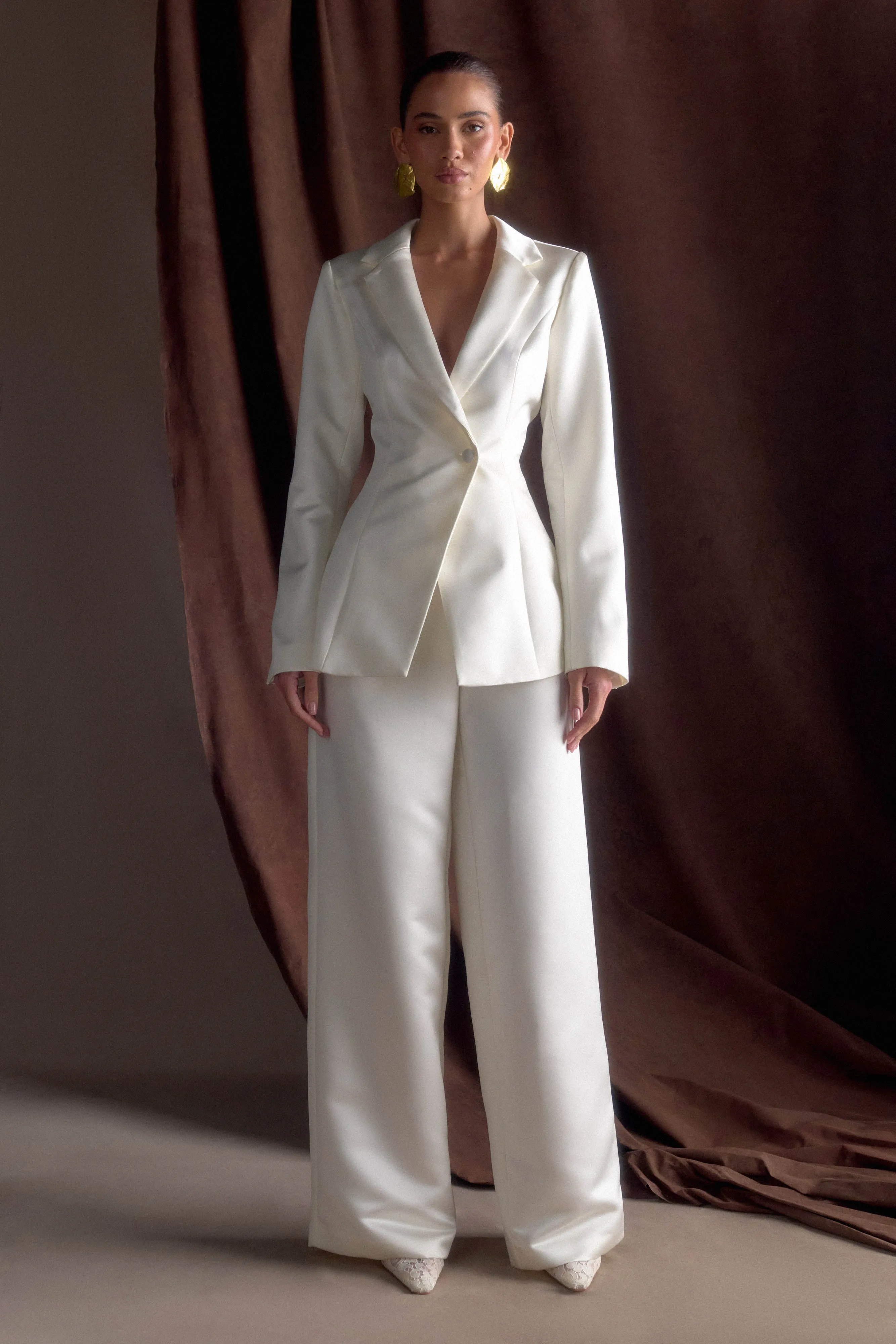 Outdoor Adventure Ada Satin Straight Leg Pant - Ivory