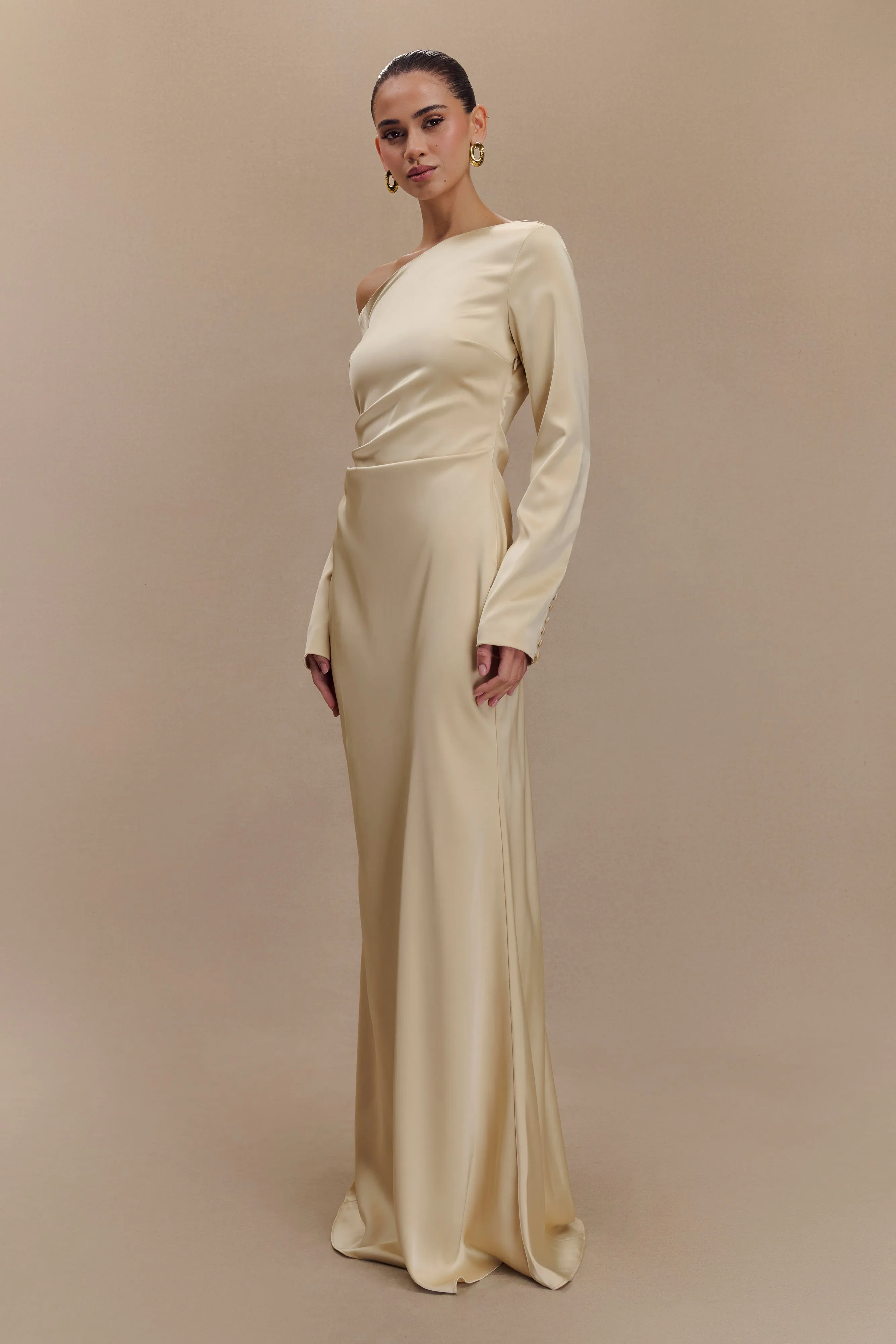 Avery Long Sleeve Maxi Dress - Gold Light Wear