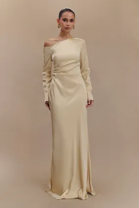 Avery Long Sleeve Maxi Dress - Gold Deep Hue Elegant Fit