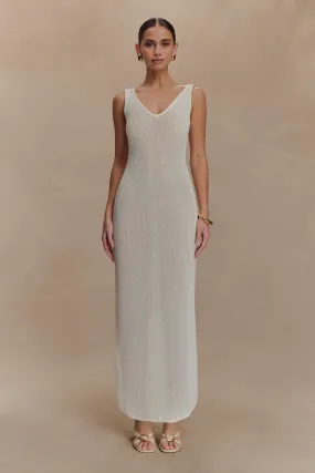 Ari Tape Yarn Knit Maxi Dress - White Daily Wear