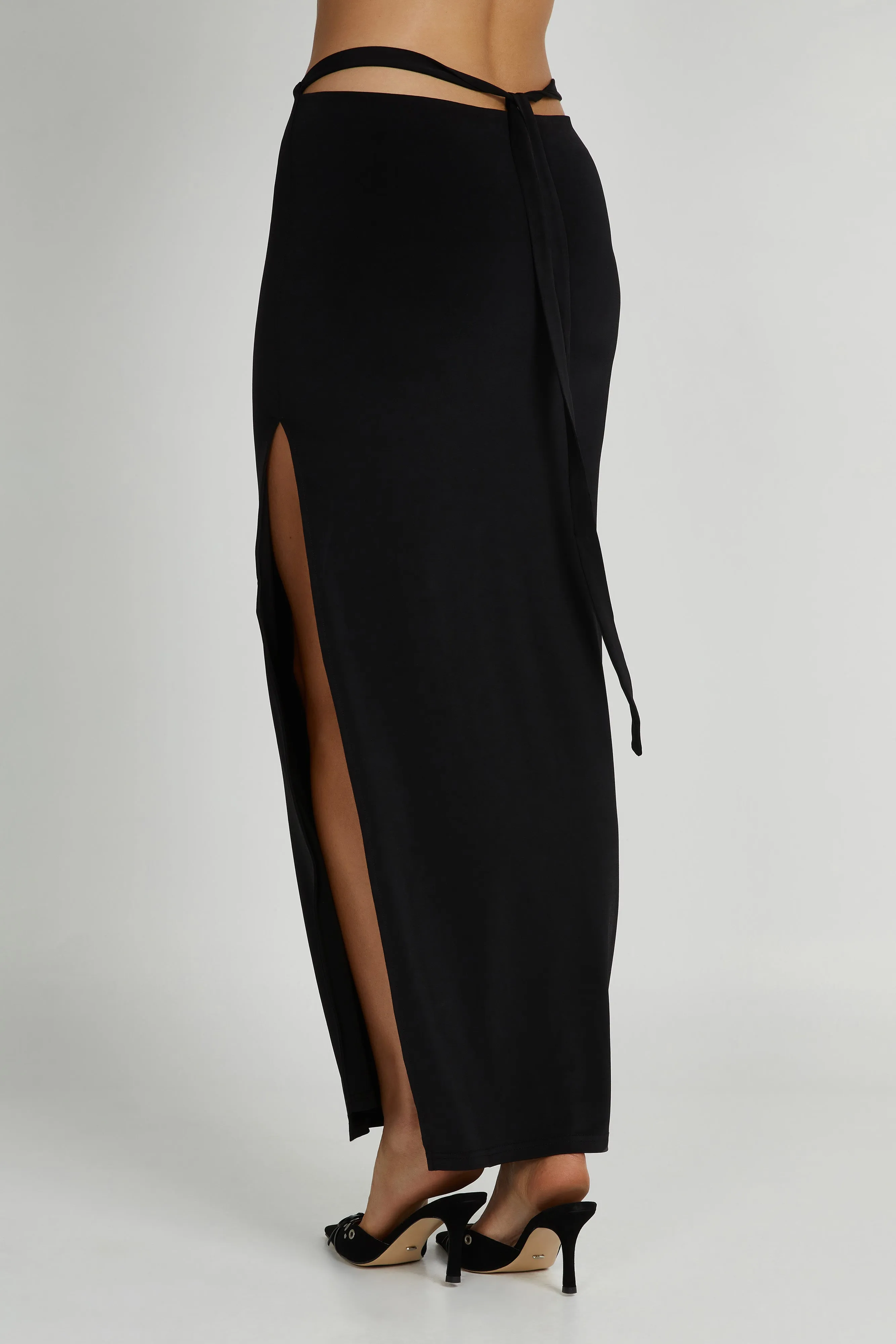 TearResistantMaterial Jeanine Cowl Back Maxi Skirt - Black
