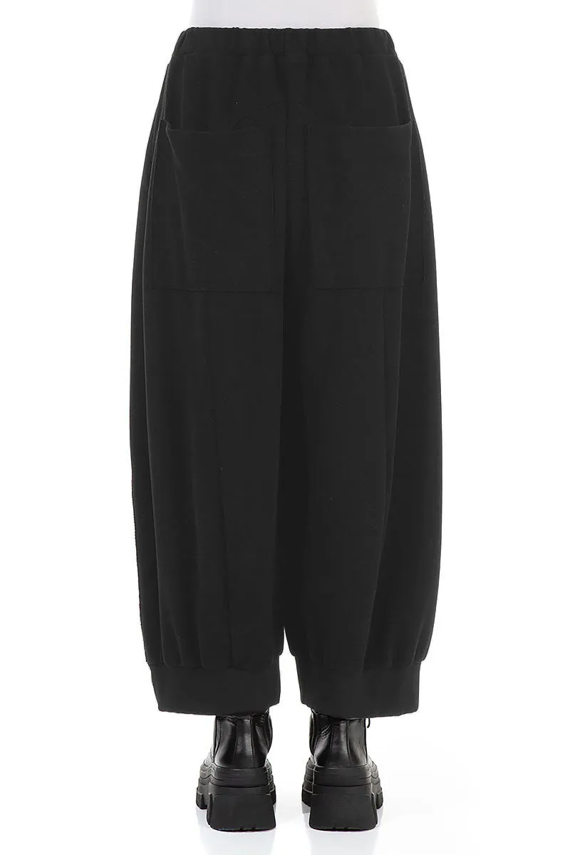 NonChafingEdges Quick Wear Wide Black Cotton Jersey Trousers