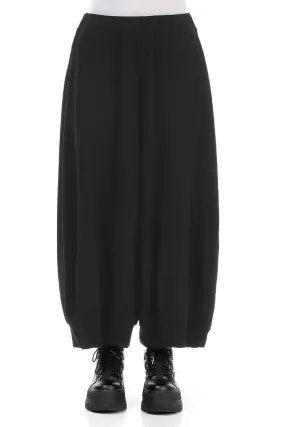 Wide Black Cotton Jersey Trousers DurableBartack