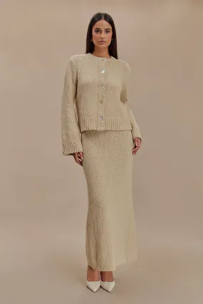 Heat Retention Lining Moira Oversized Boucle Cardigan - Wheat