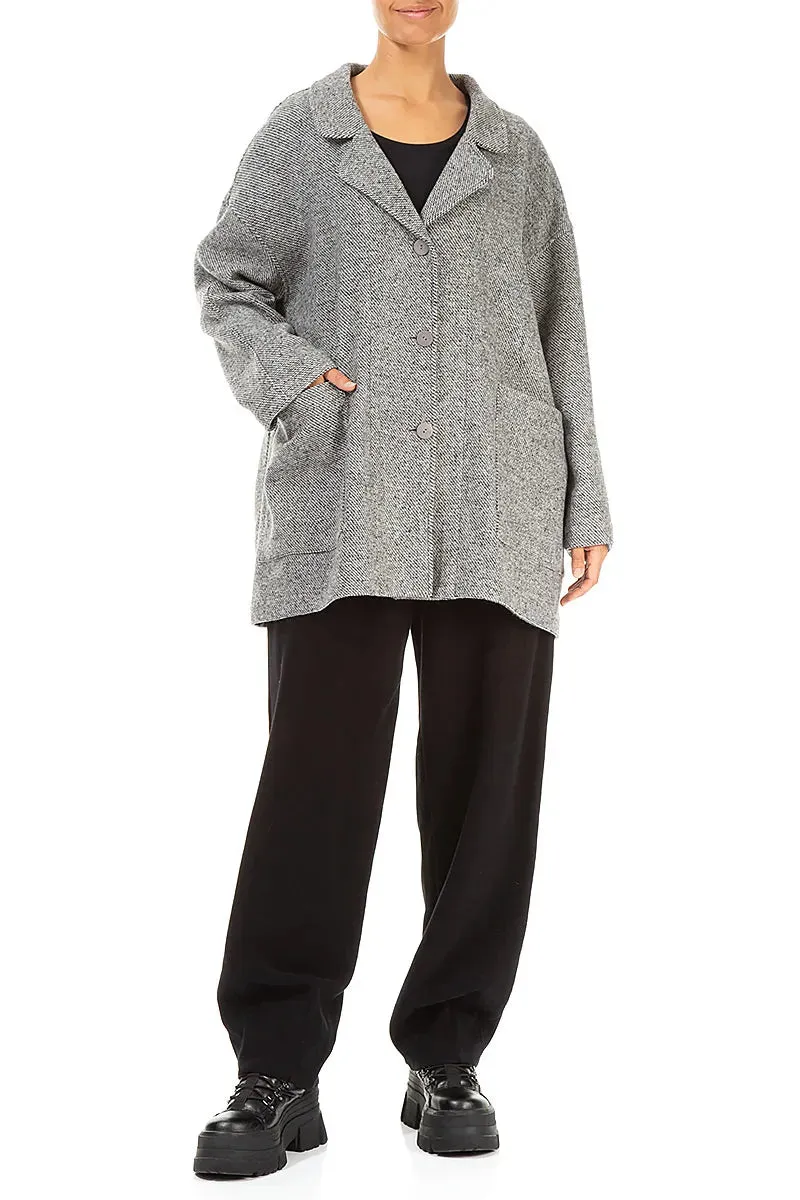 Subtle Color Tone color block Loose Collar Neck Soft Grey Wool Jacket