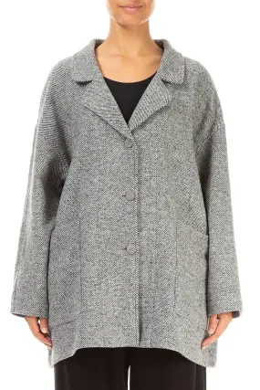 Loose Collar Neck Soft Grey Wool Jacket Stylish Layer