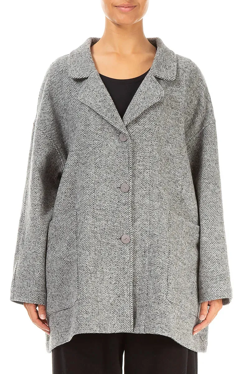 Loose Collar Neck Soft Grey Wool Jacket Stylish Layer