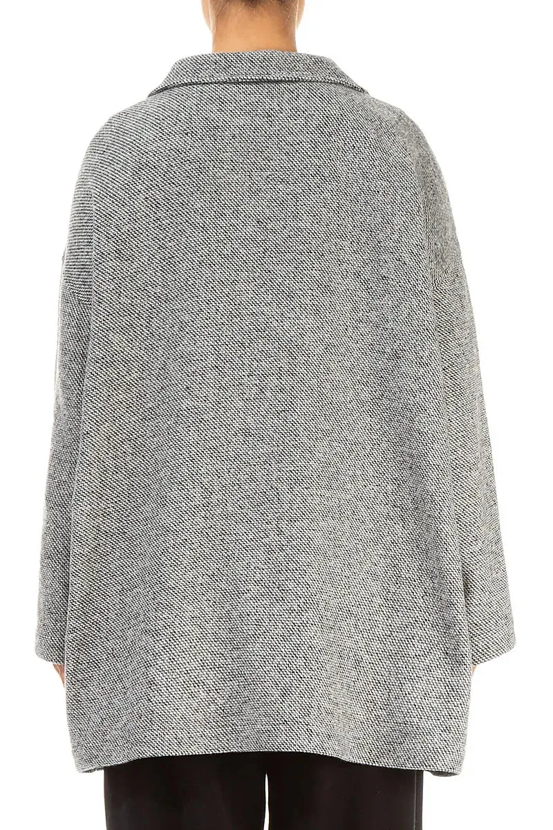 Layered Insulation Loose Collar Neck Soft Grey Wool Jacket