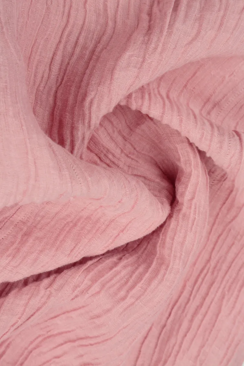 Short Rounded Crinkled Powder Pink Silk Jacket Cozy Texture