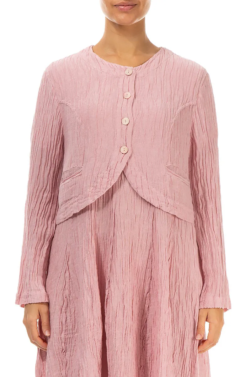 Weather Adaptive Ventilation Short Rounded Crinkled Powder Pink Silk Jacket