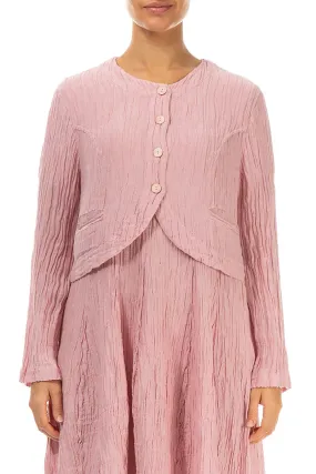 Weather Adaptive Ventilation Short Rounded Crinkled Powder Pink Silk Jacket