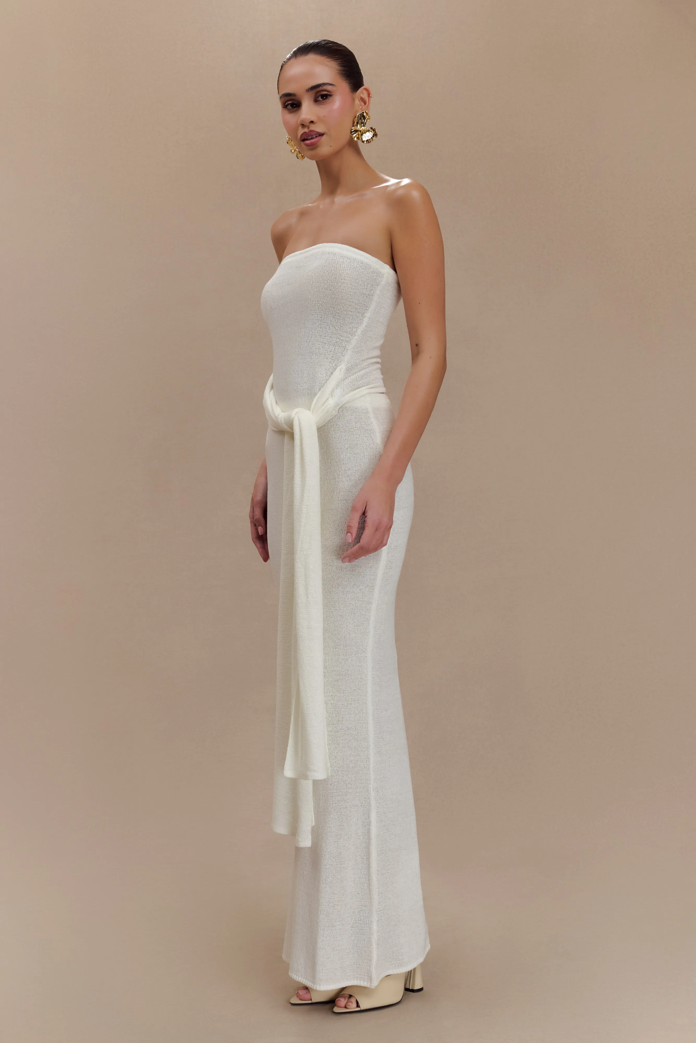 Phoebe Strapless Tie Knit Top - Ivory AntiOdor Formal Shirt