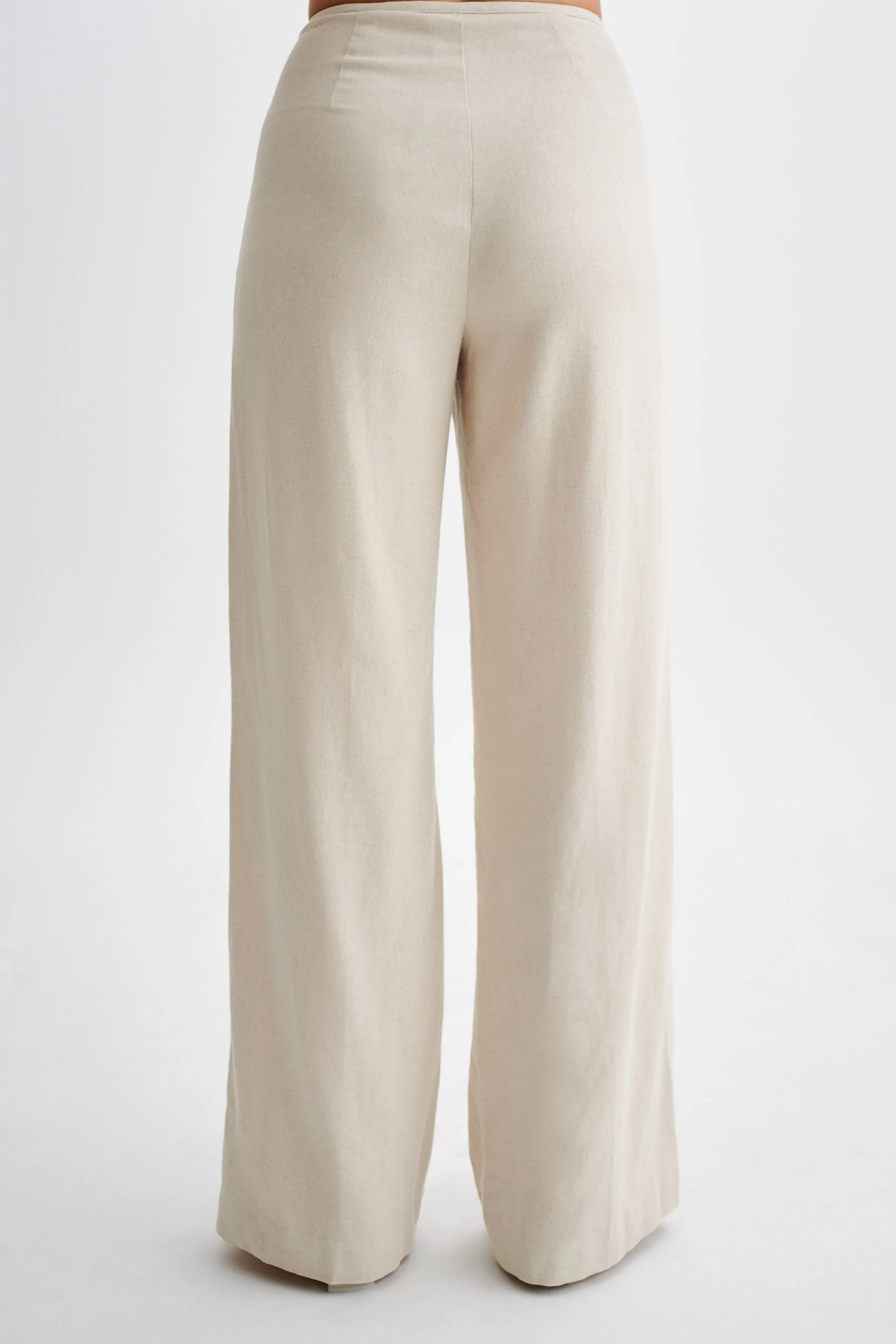 Adrina Straight Leg Linen Pant - Natural Water Resistant Finish