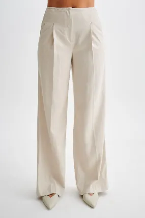 Flexible Look Adrina Straight Leg Linen Pant - Natural