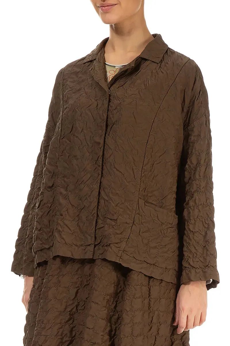 Aged Copper Pleated Silk Bamboo Jacket Quick Release Buckle Mechanism Modern Fit