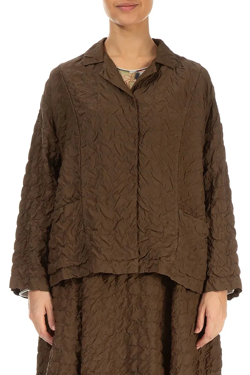 Quick Access Pockets Quilted Lining Aged Copper Pleated Silk Bamboo Jacket