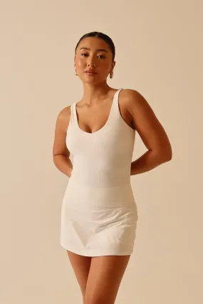 Nadine Yoga Top - White GarmentWashed Softness Reflective Safety Trim