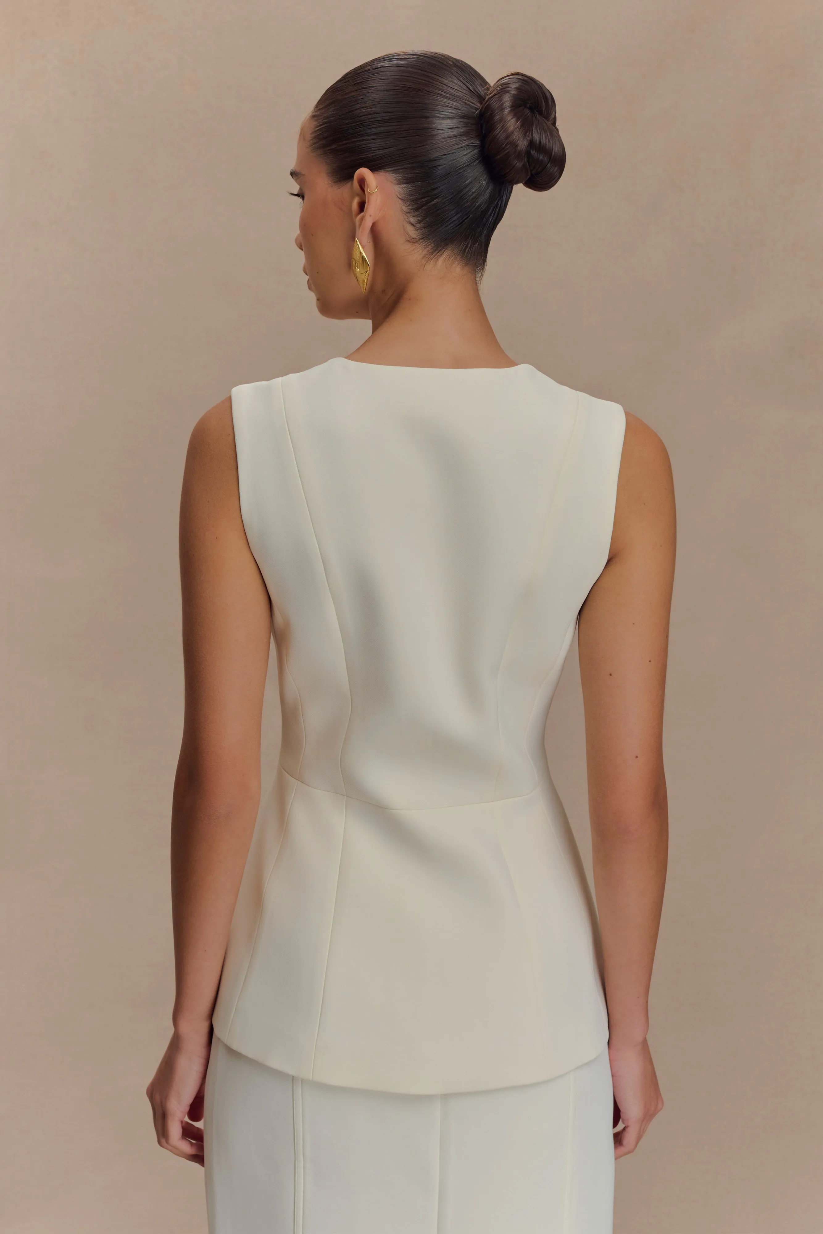 Daily Wear WeightedHem Angelie Suiting Vest Top - Ivory