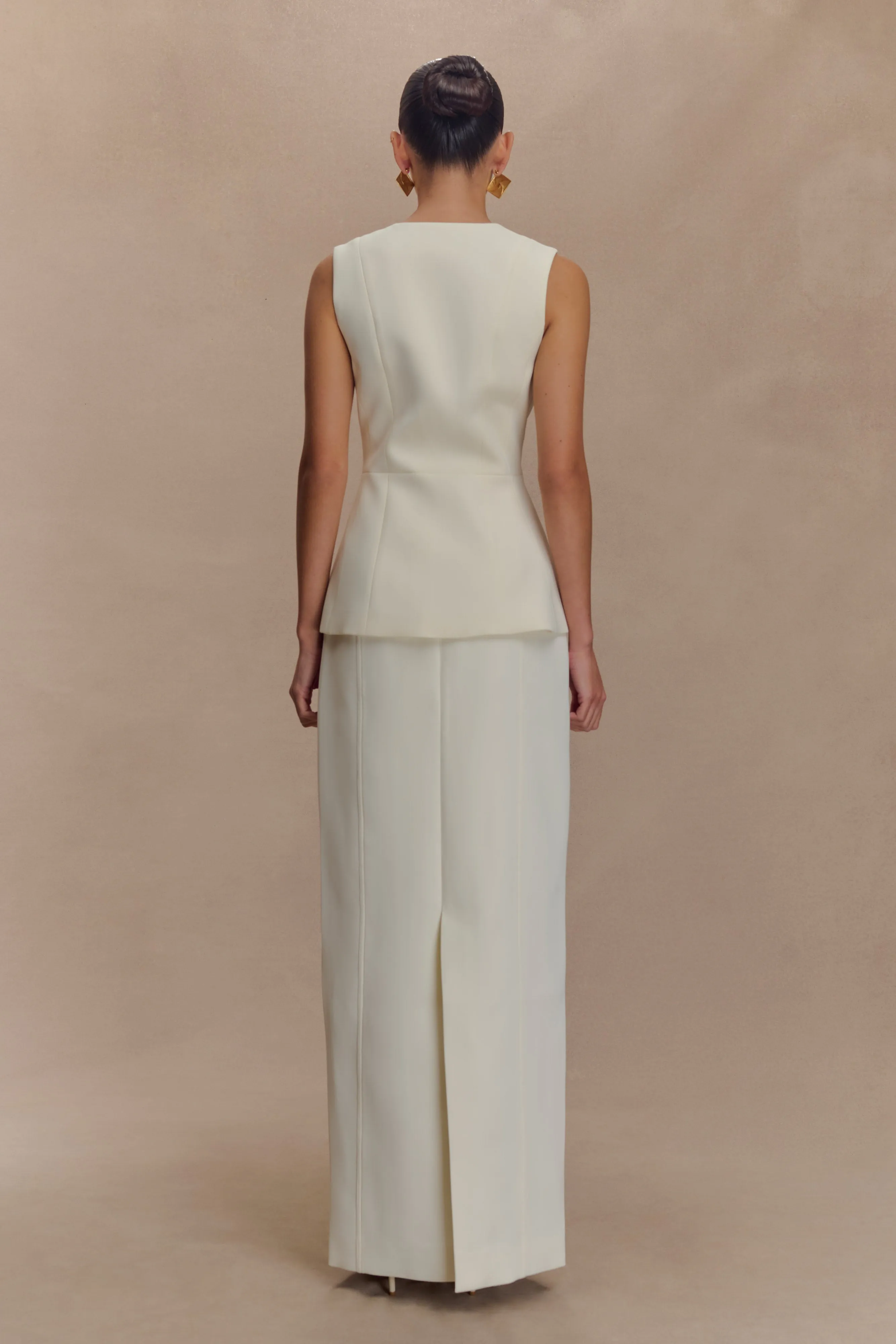 Sustainable Manufacturing Process Angelie Suiting Vest Top - Ivory