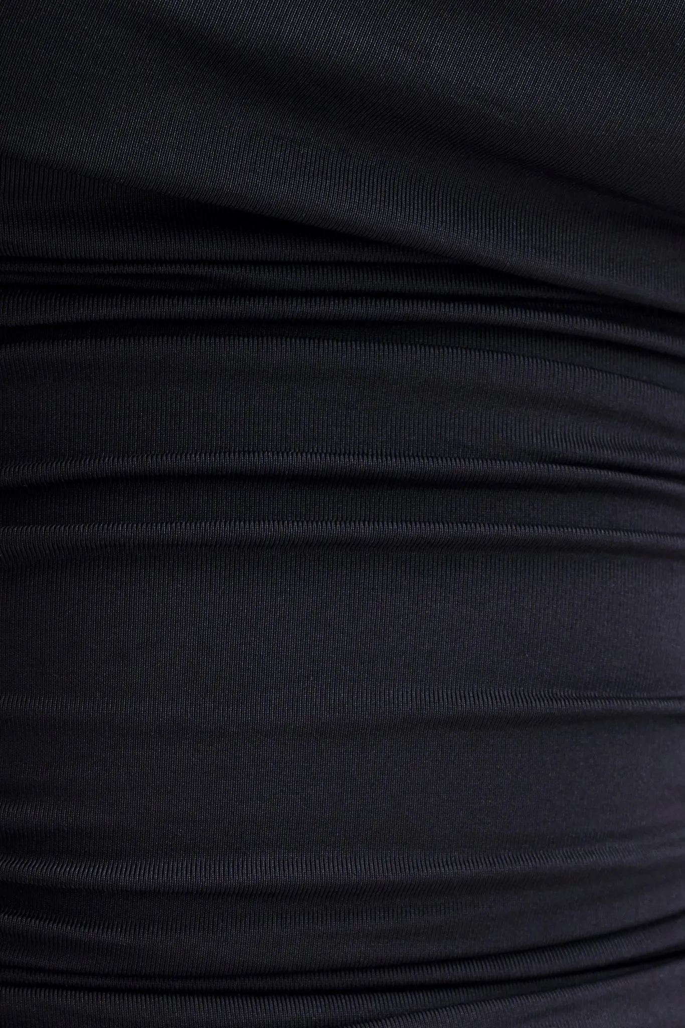 Curved Hem Design Alayna Long Sleeve Recycled Nylon Ruched Top - Black