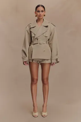 Alden Short Trench Jacket - Pebble Casual City Cold Climate