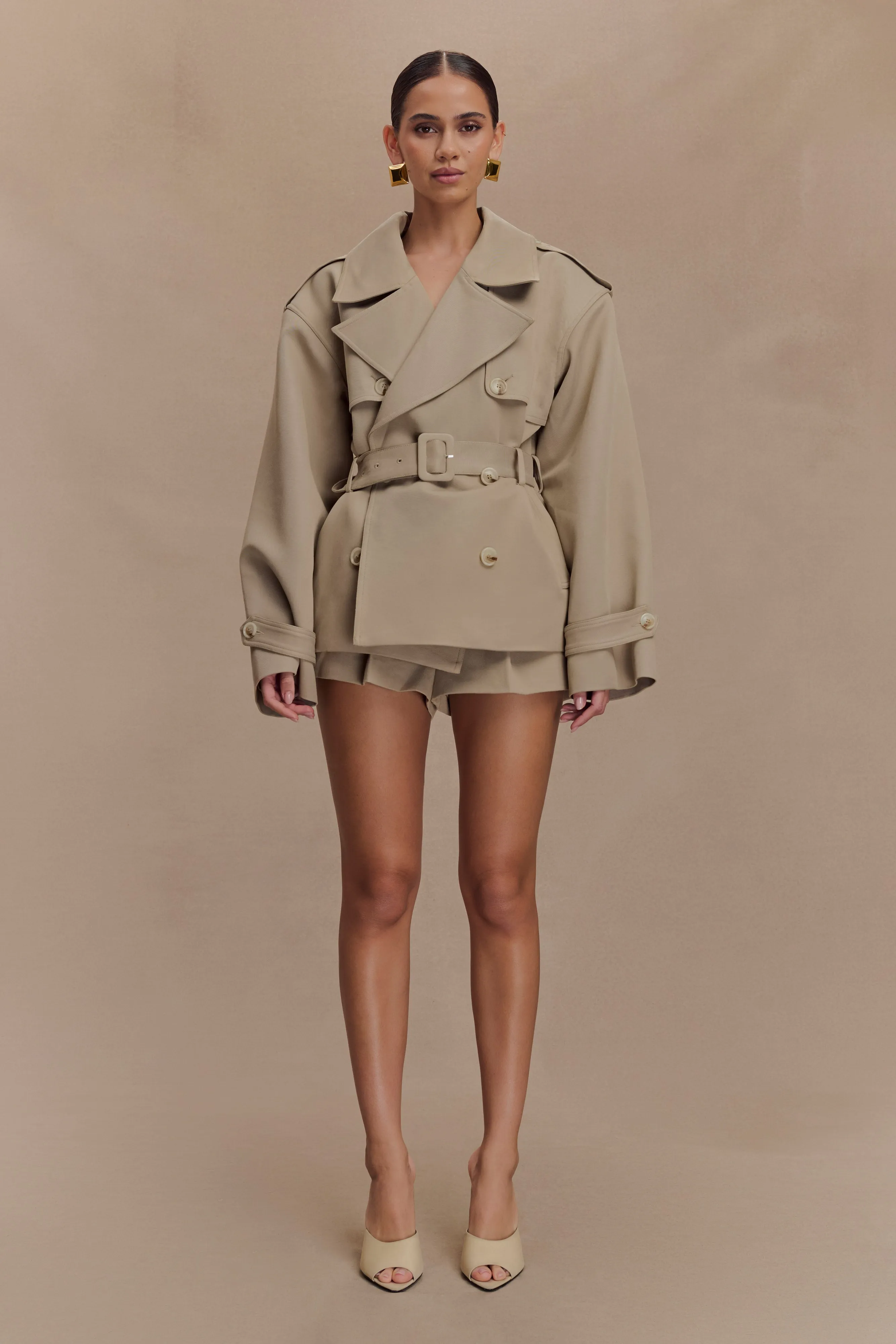 Alden Short Trench Jacket - Pebble Casual City Cold Climate
