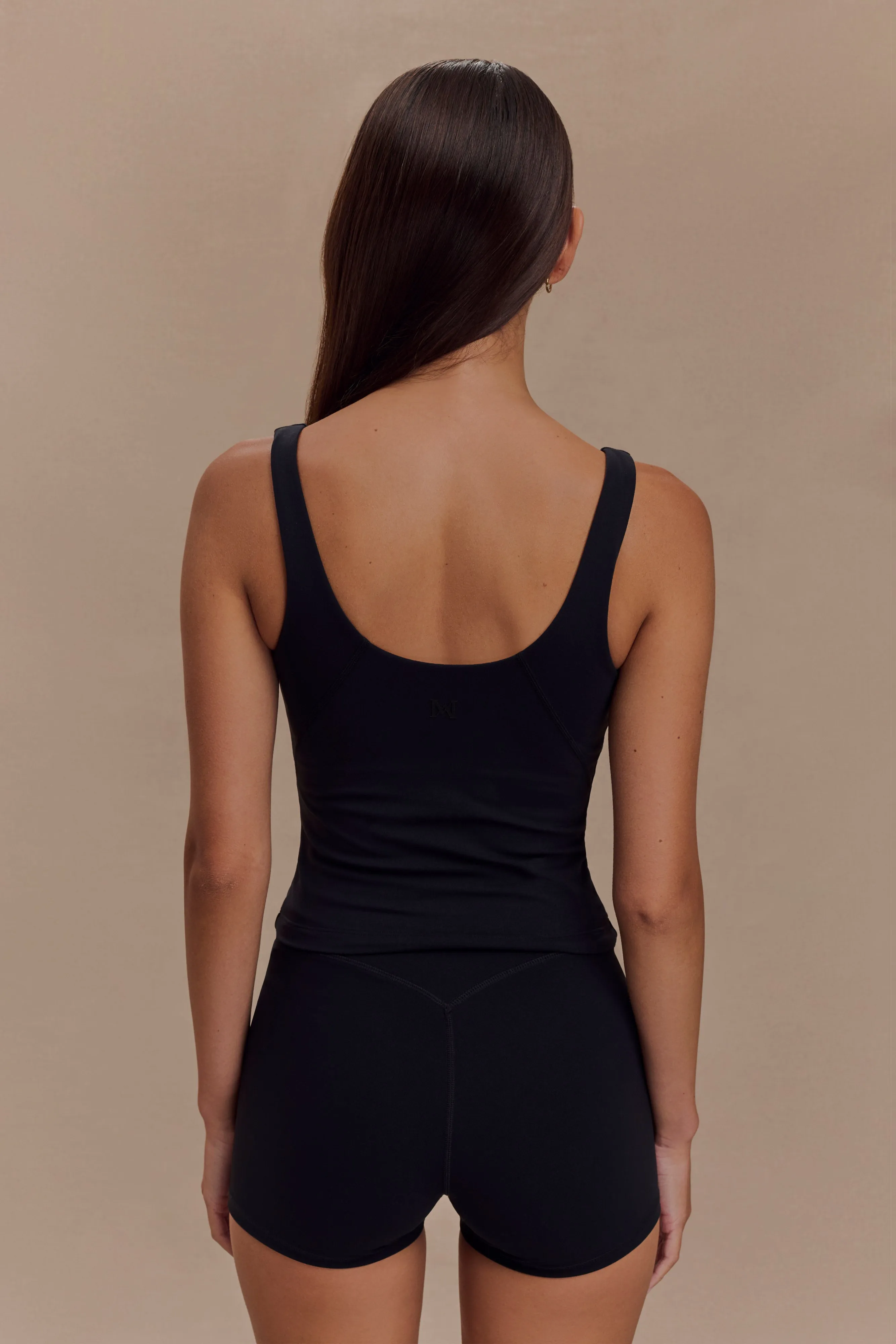 Alexandra Yoga Top - Black Reinforced Hem Stitching HighDensity Knit