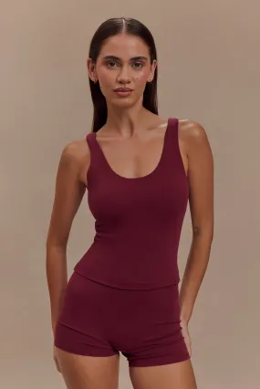 Adjustable drawstring Alexandra Yoga Top - Burgundy