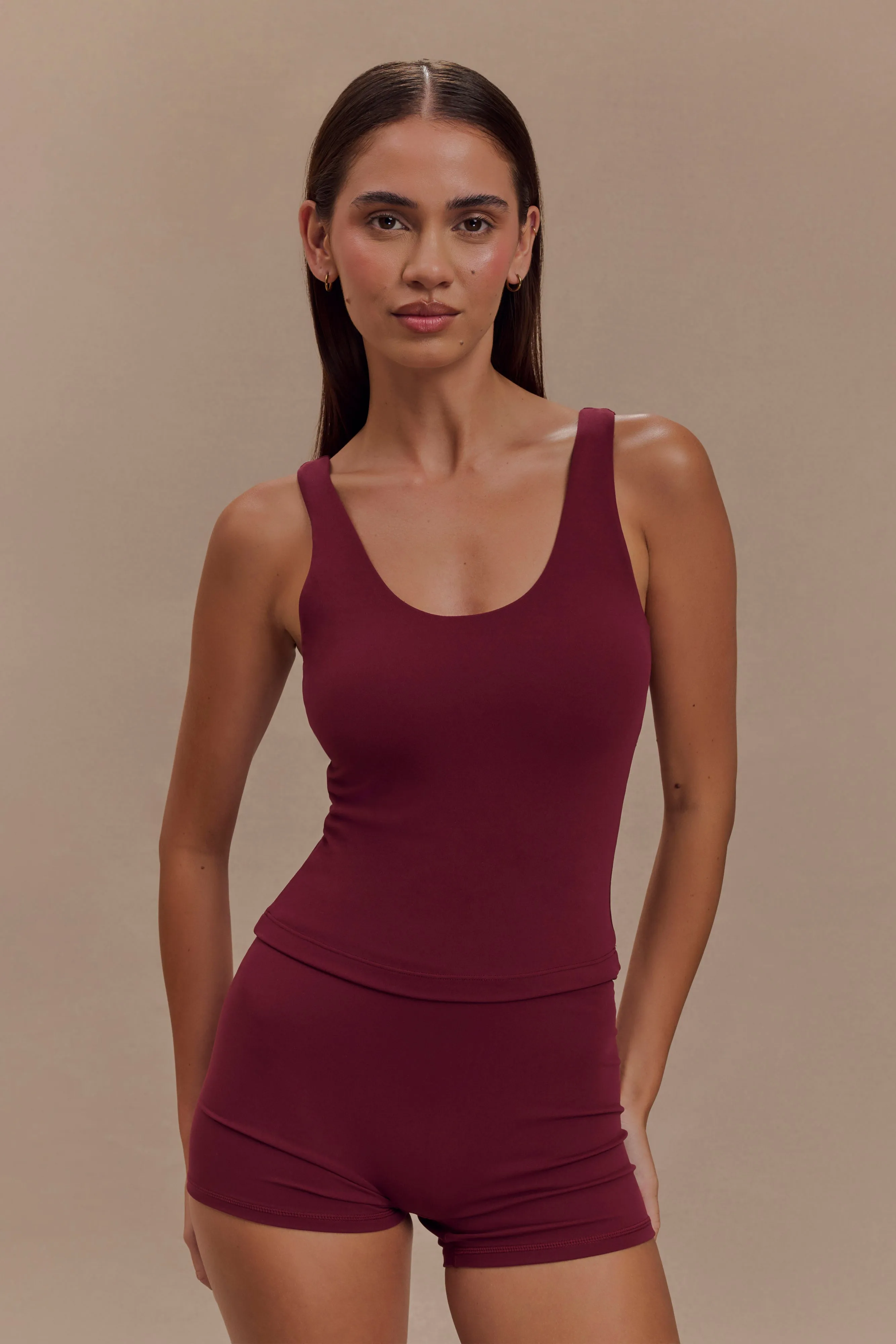 Adjustable drawstring Alexandra Yoga Top - Burgundy