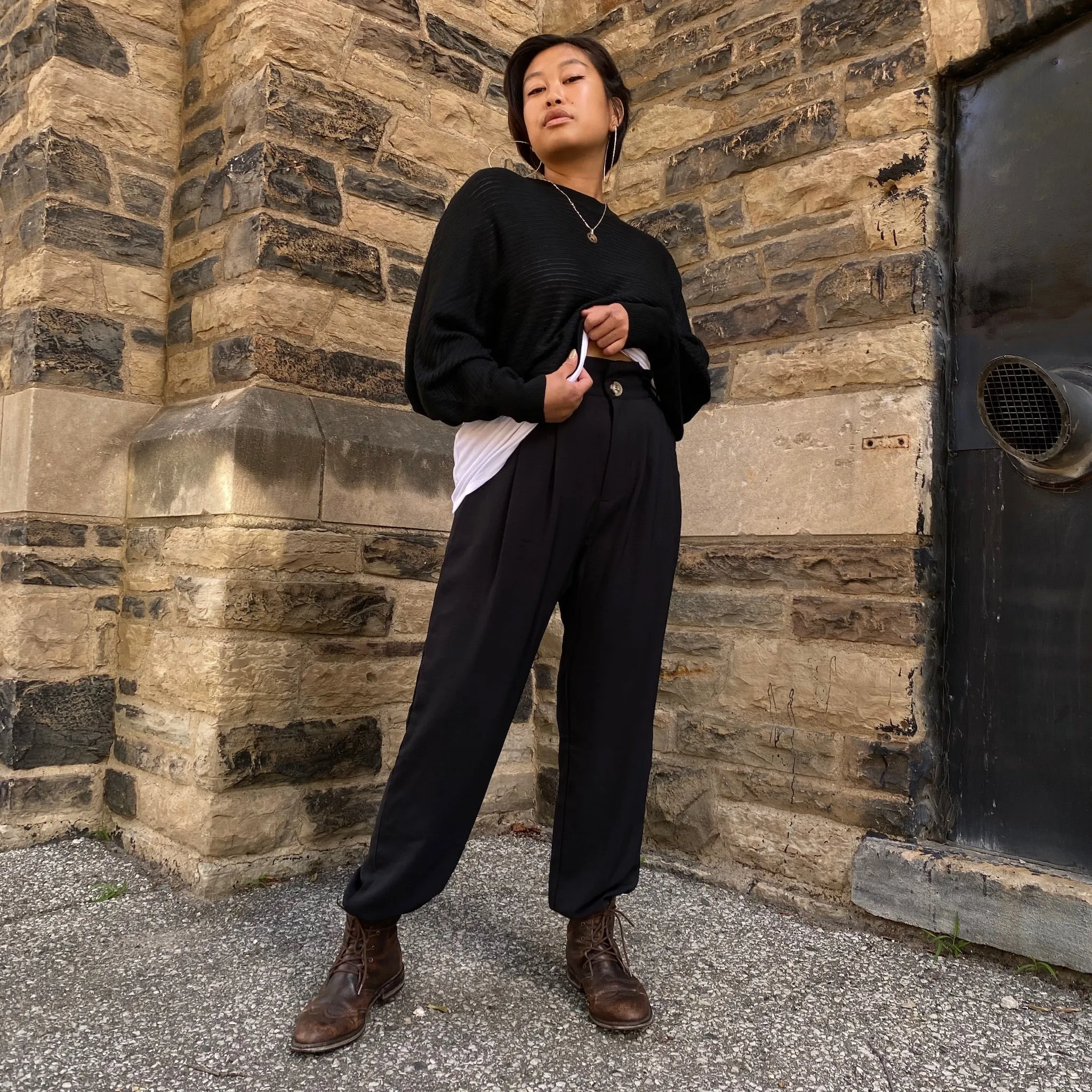LENNY High Waisted Pleat Pant SecureCargoPockets