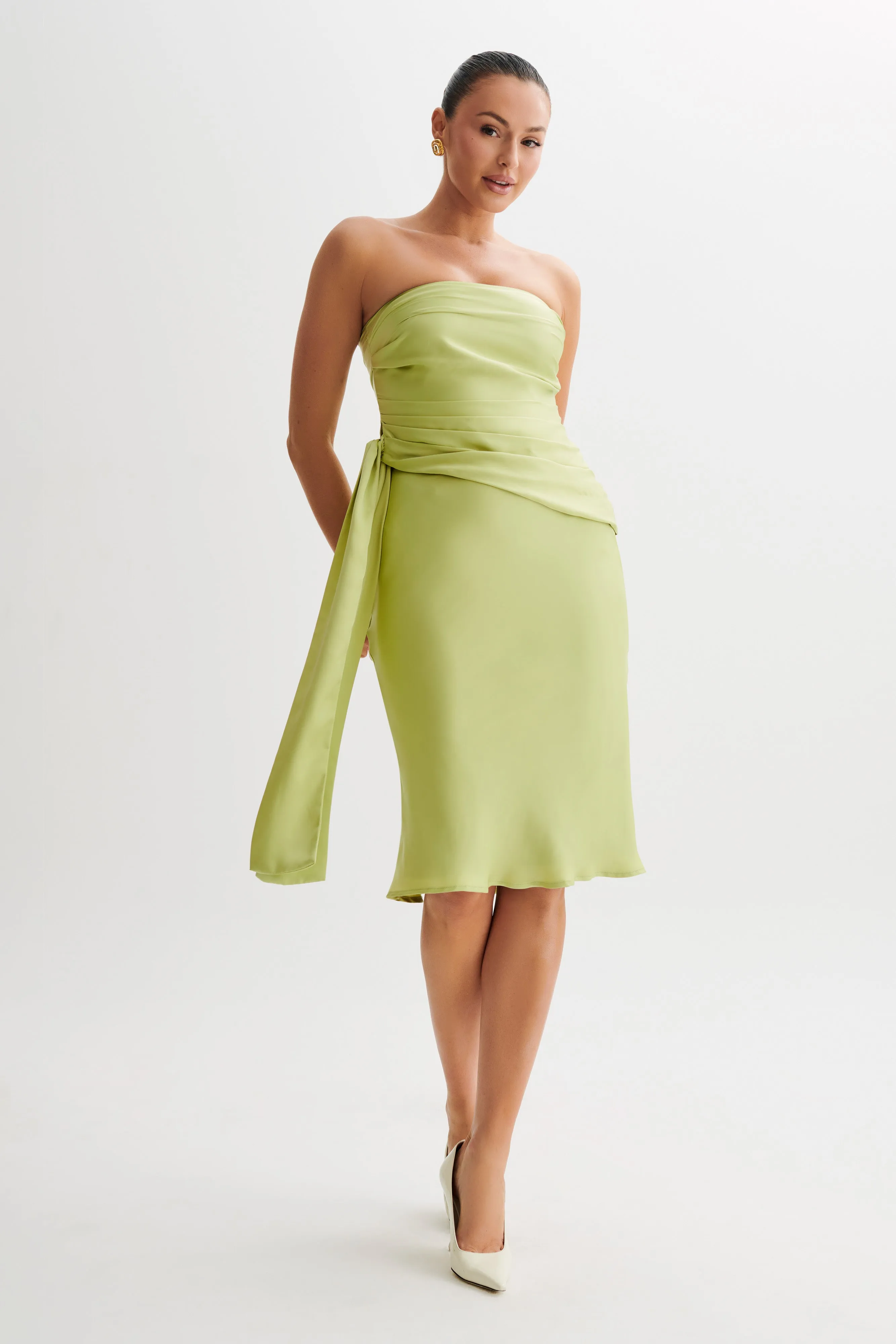 Allegra Satin Ruched Strapless Top - Apple HypoallergenicFibers Quick-Dry