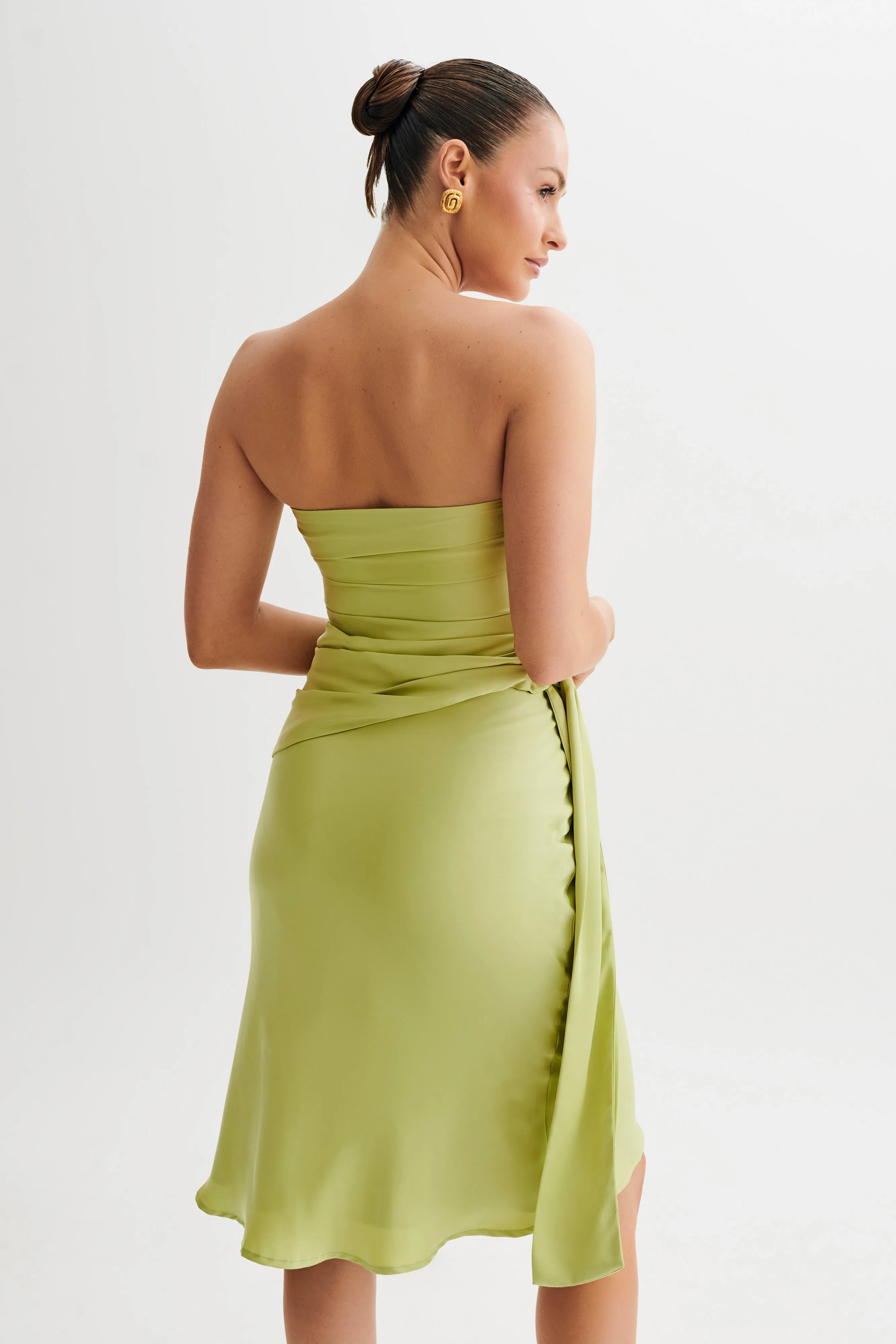 Hot Weather FrictionReducing Allegra Satin Ruched Strapless Top - Apple