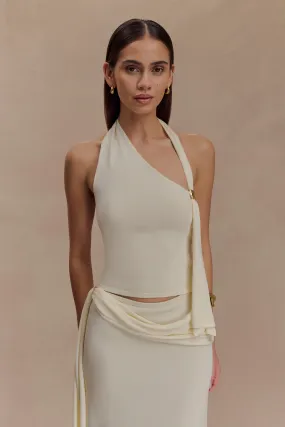 Bound Seam Finish Xanthia Knit Halter Top - Ivory