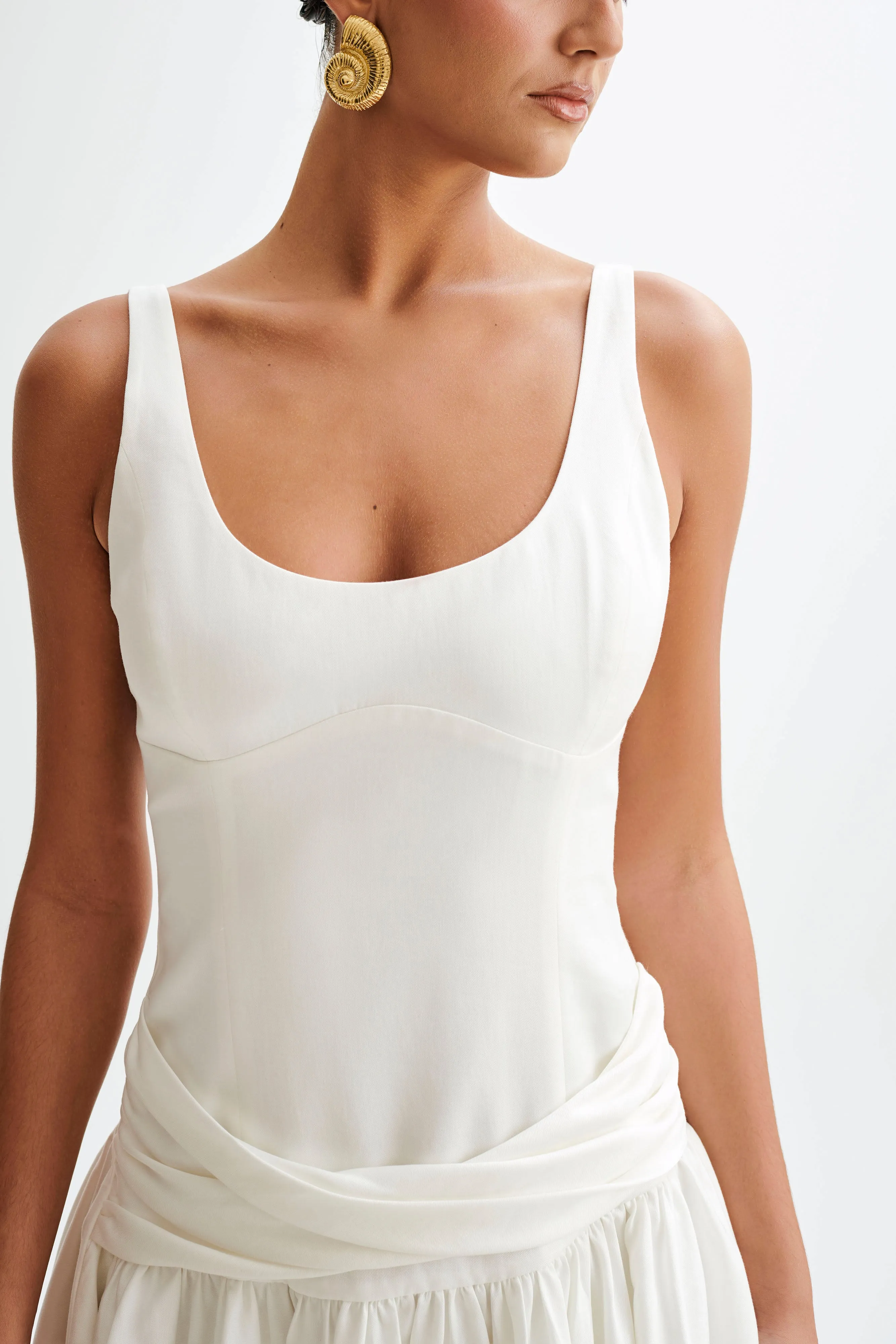 Travel Staple Light Fit Alvara Cotton Puffy Mini Dress - White