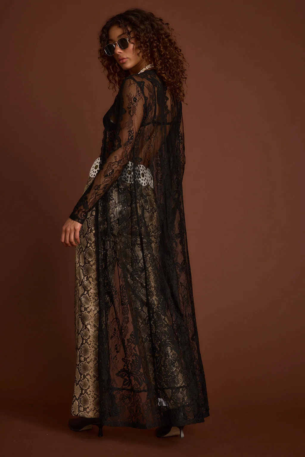 Ambrose Black Lace Kimono ButterSoftTexture
