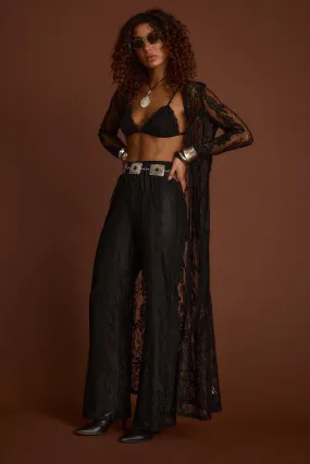 Ambrose Black Lace Kimono Soft Cotton NonChafe Tag Placement
