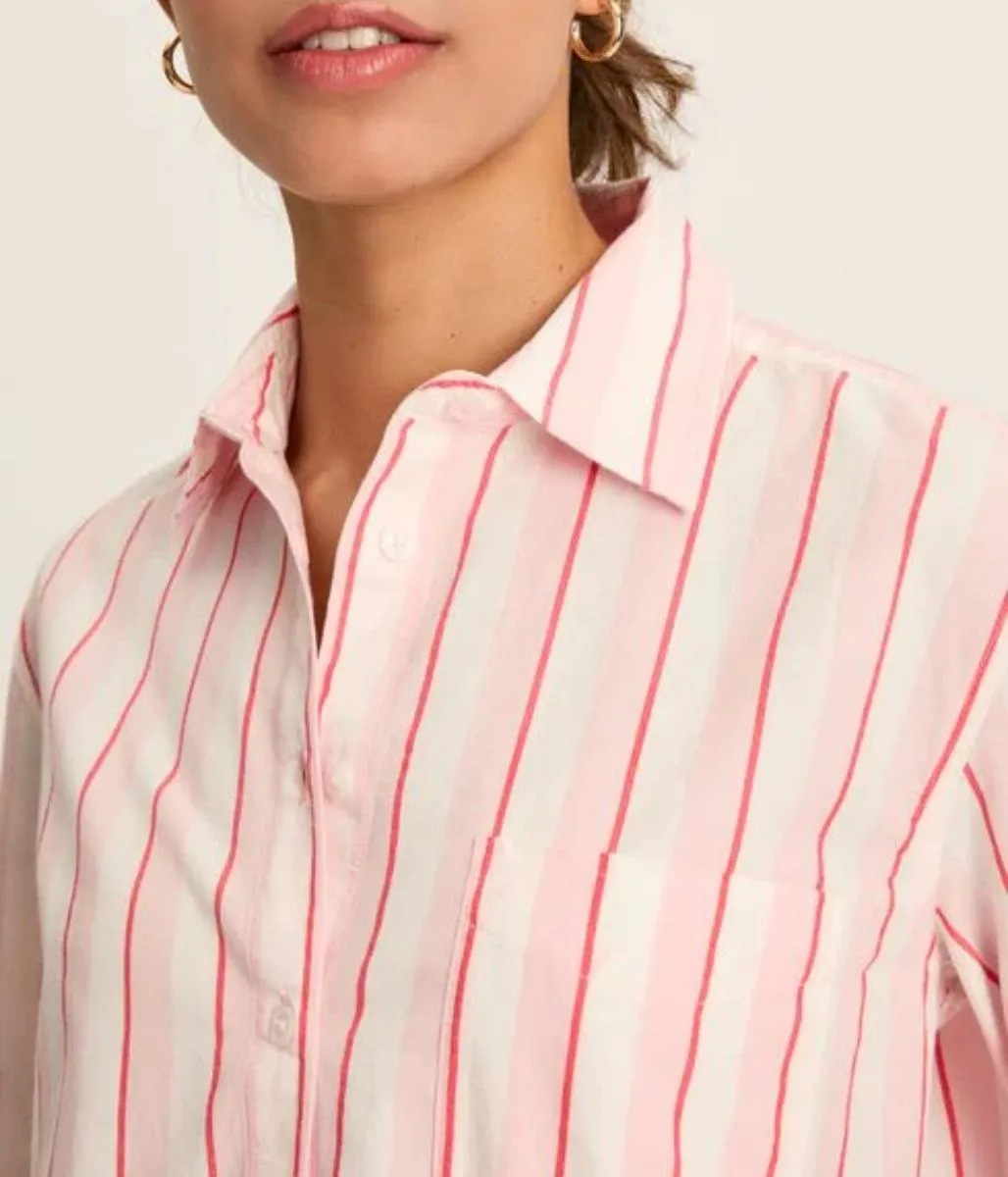 Amilla Pink Striped Shirt Pure Linen Blend HeatReflective Lining