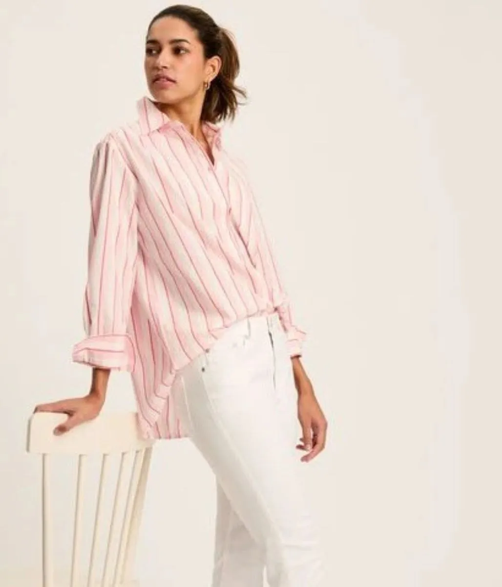 Amilla Pink Striped Shirt Raw Linen Serene Ease