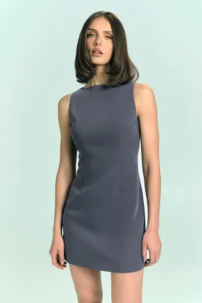 Angela Suiting Mini Dress - Charcoal Social Charm Repair-Friendly